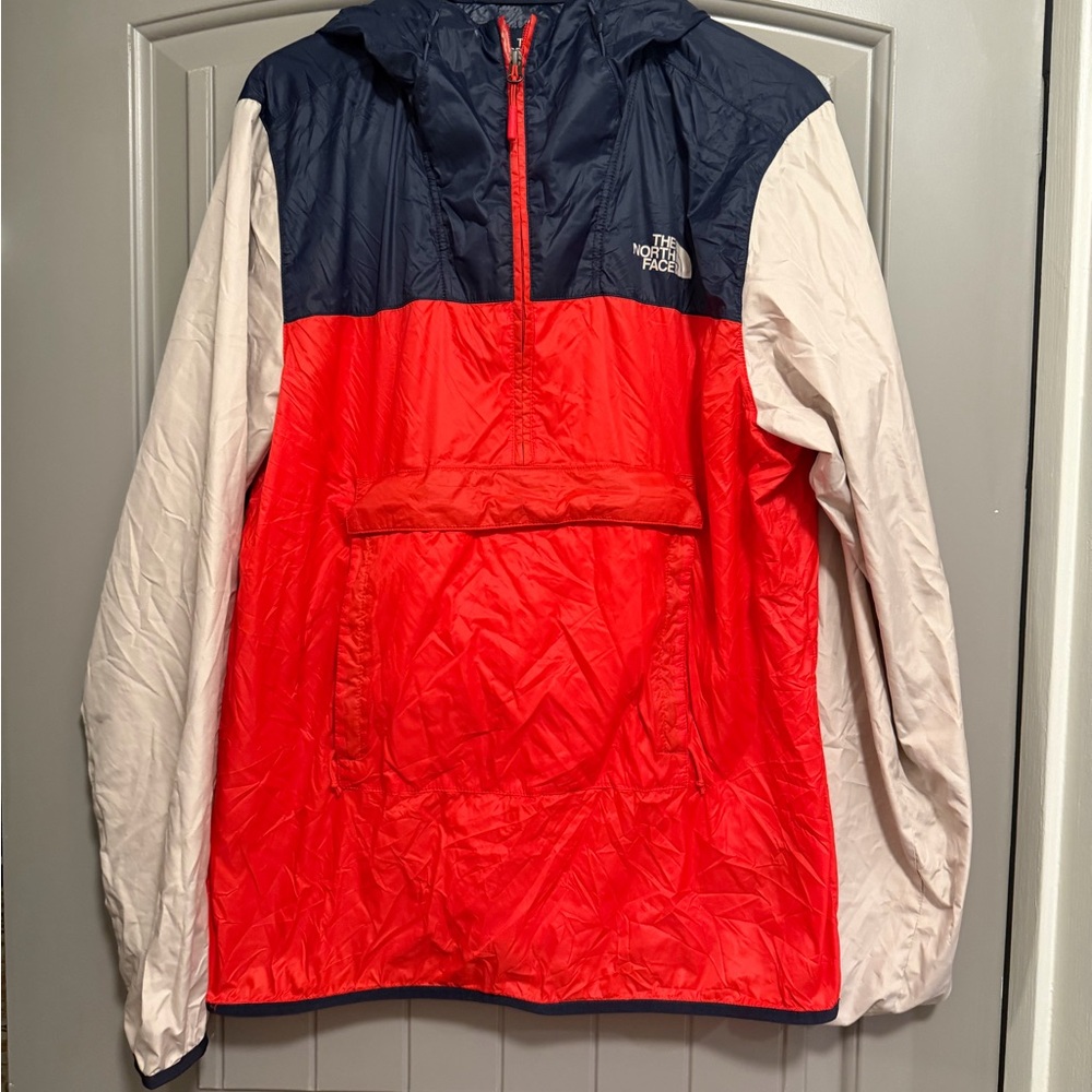 The North Face Red and Blue Packable Windbreaker Jacket